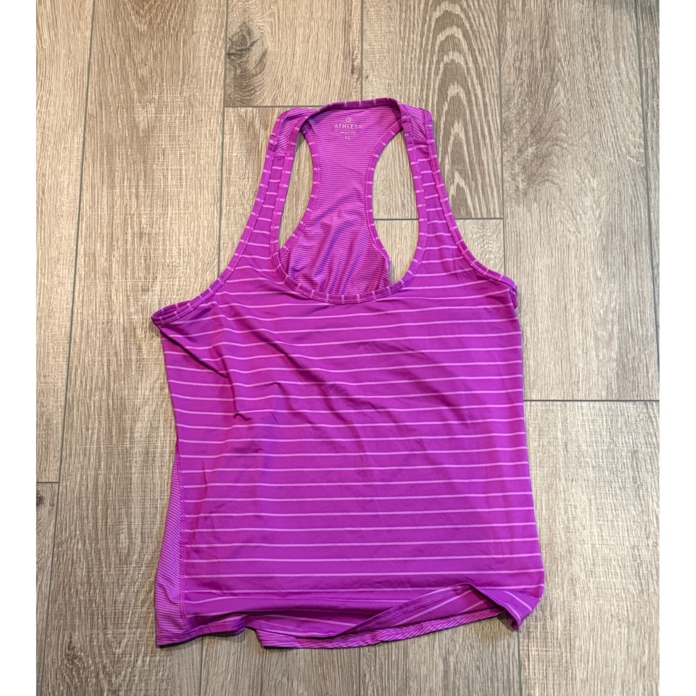 Athleta Womens Pink Purple Striped Racerback Activewear Tank‎ Top XL NEW